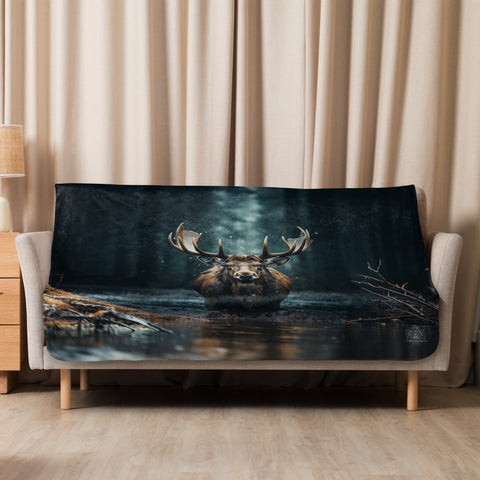 Moose Spirit Animal Sherpa Blanket