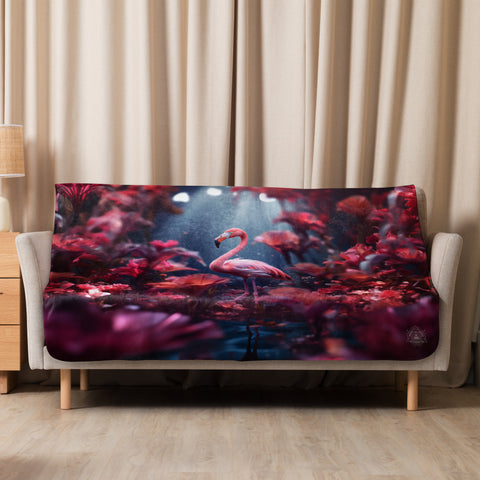 Flamingo Spirit Animal Sherpa Blanket
