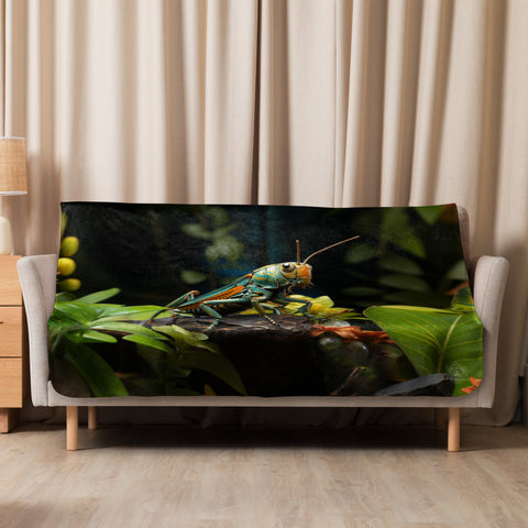 Grasshopper Spirit Animal Sherpa Blanket
