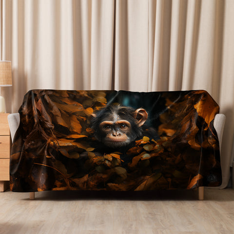 Chimpanzee Spirit Animal Sherpa Blanket