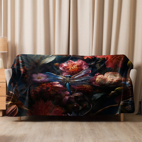 Dragonfly Spirit Animal Sherpa Blanket