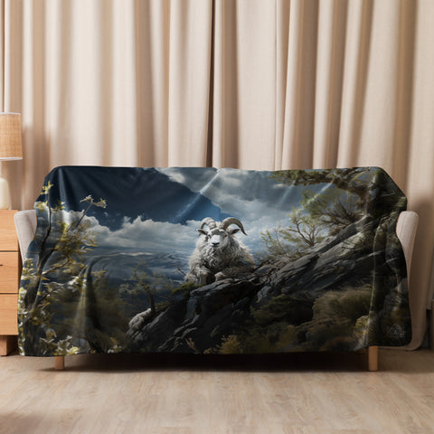 Mountain Goat Spirit Animal Sherpa Blanket