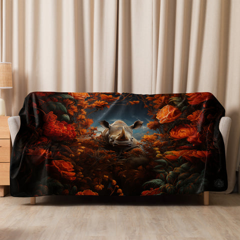 Rhinoceros Spirit Animal Sherpa Blanket