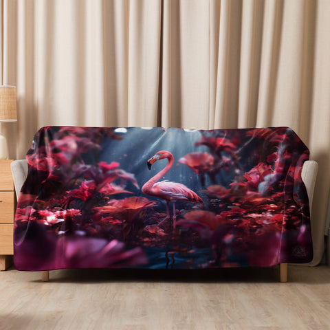 Flamingo Spirit Animal Sherpa Blanket
