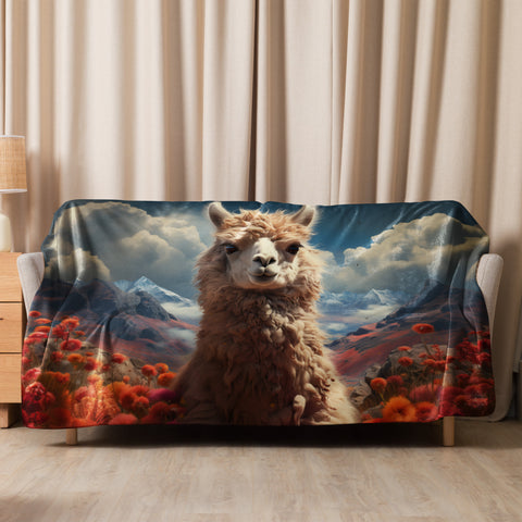 Llama Spirit Animal Sherpa Blanket