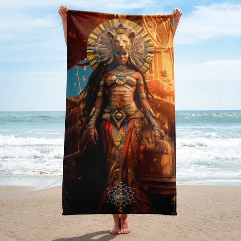 Sekhmet Goddess Lightweight Beach Towel