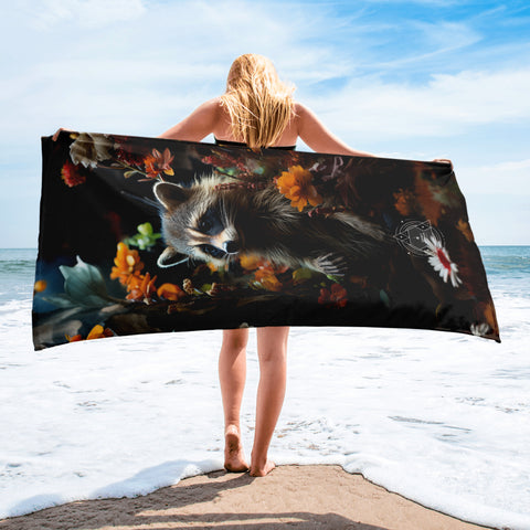 Raccoon Spirit Animal Lightweight Beach Towel
