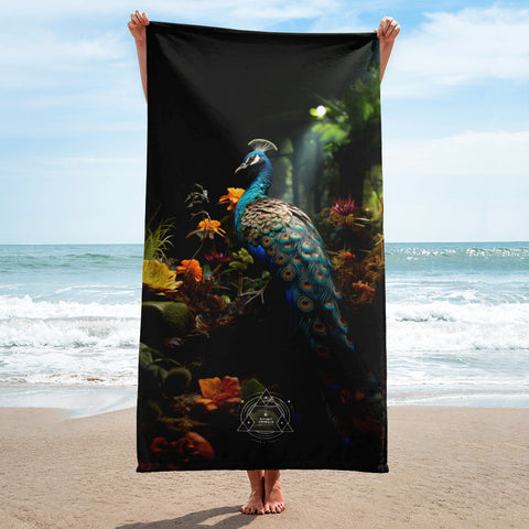 Peacock Spirit Animal Lightweight Beach Towel