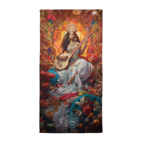 Saraswati Goddess Lightweight Beach Towel