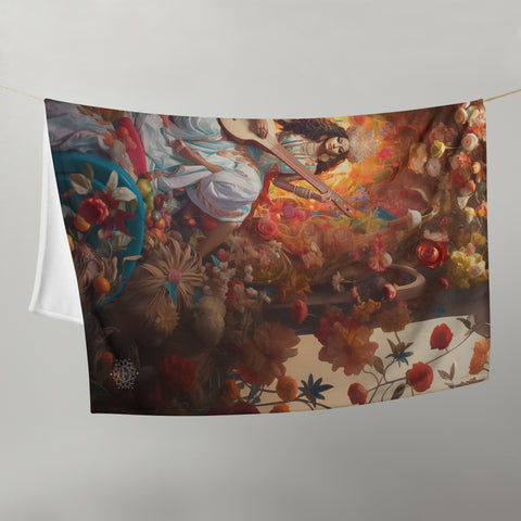 Saraswati Goddess Throw Blanket