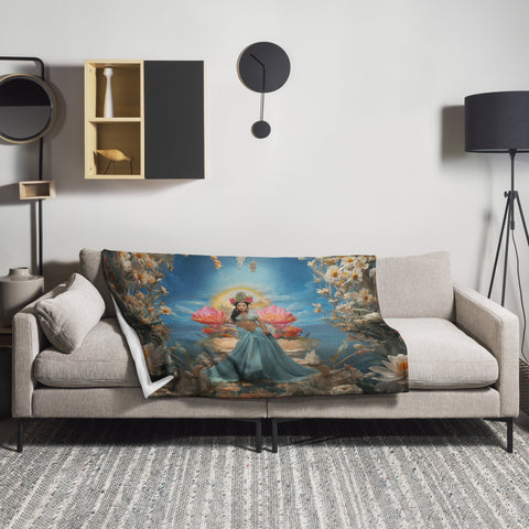 Dewi Danu Goddess Throw Blanket