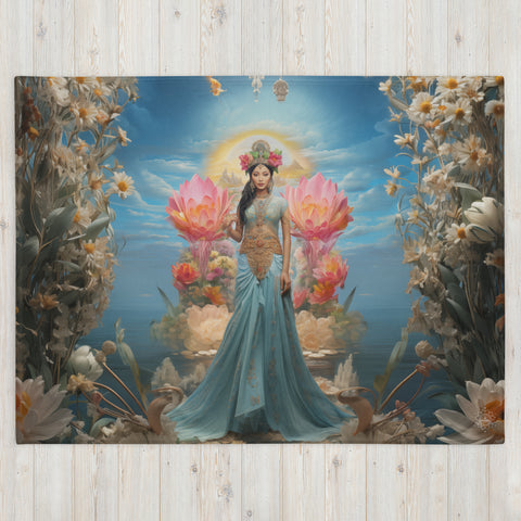Dewi Danu Goddess Throw Blanket
