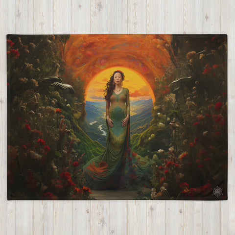 Mau Thuong Ngan Goddess Throw Blanket