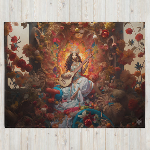 Saraswati Goddess Throw Blanket