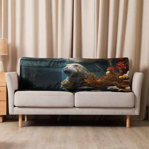 About my Brain Institute Blankets 37″×57″ Manatee Spirit Animal Sherpa Blanket