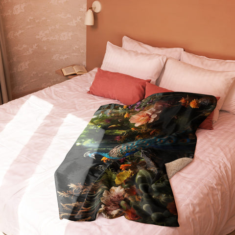 About my Brain Institute Blankets Peacock Spirit Animal Sherpa blanket
