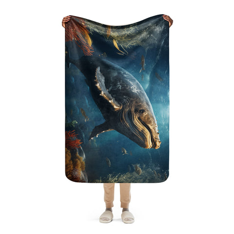 About my Brain Institute Blankets Whale Spirit Animal Sherpa Blanket