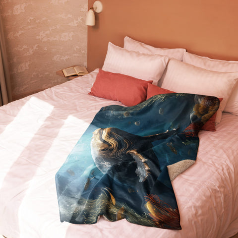 About my Brain Institute Blankets Whale Spirit Animal Sherpa Blanket