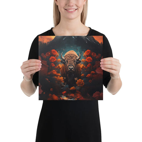 About my Brain Institute Wall Art 12″×12″ Buffalo Spirit Animal Canvas