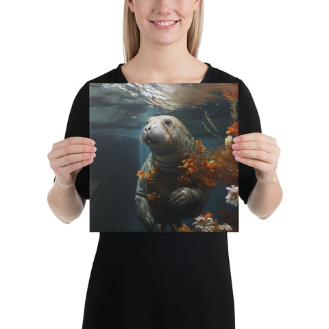 About my Brain Institute Wall Art 12″×12″ Manatee Spirit Animal Canvas