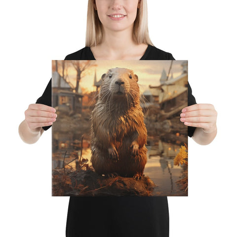 About my Brain Institute Wall Art 16″×16″ Beaver Spirit Animal Canvas