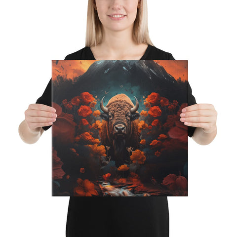 About my Brain Institute Wall Art 16″×16″ Buffalo Spirit Animal Canvas
