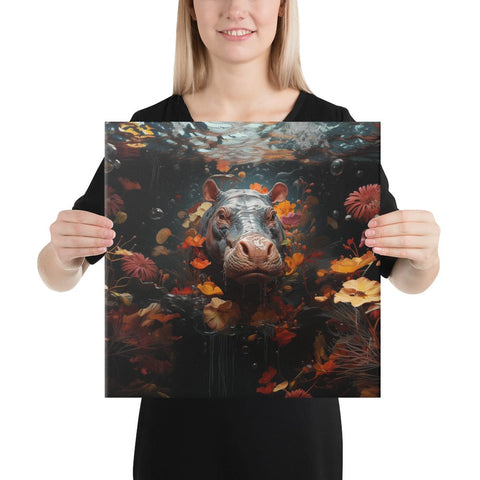 About my Brain Institute Wall Art 16″×16″ Hippopotamus Spirit Animal Canvas