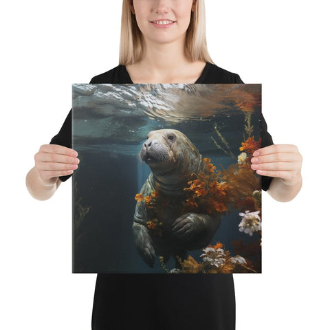 About my Brain Institute Wall Art 16″×16″ Manatee Spirit Animal Canvas