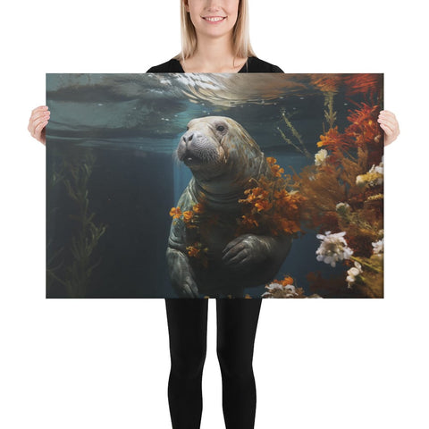 About my Brain Institute Wall Art 24″×36″ Manatee Spirit Animal Canvas