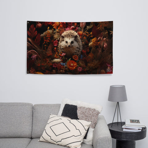 About my Brain Institute Wall Art Hedgehog Spirit Animal Flag Wall Art