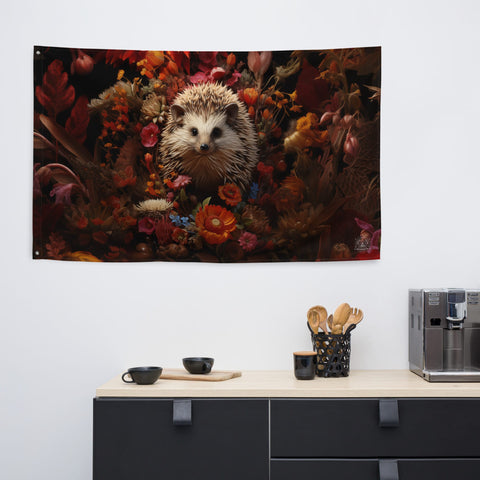 About my Brain Institute Wall Art Hedgehog Spirit Animal Flag Wall Art