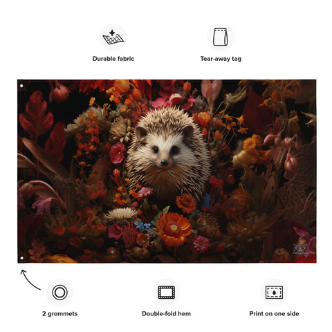 About my Brain Institute Wall Art Hedgehog Spirit Animal Flag Wall Art