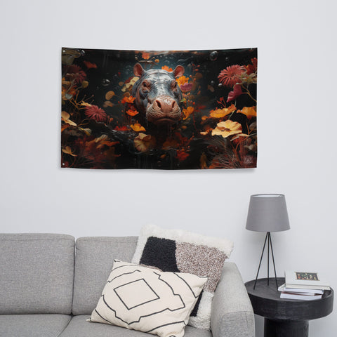 About my Brain Institute Wall Art Hippopotamus Spirit Animal Flag Wall Art