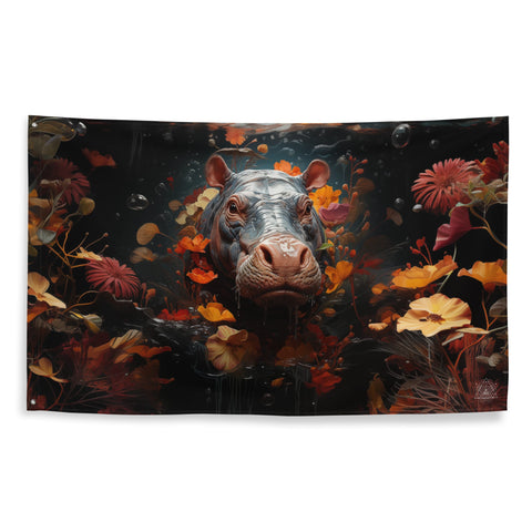 About my Brain Institute Wall Art Hippopotamus Spirit Animal Flag Wall Art