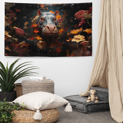 About my Brain Institute Wall Art Hippopotamus Spirit Animal Flag Wall Art