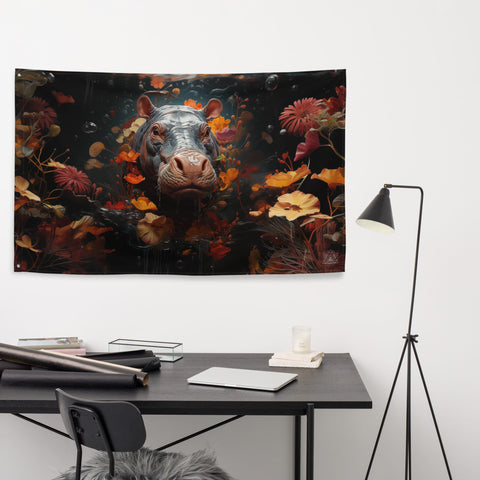 About my Brain Institute Wall Art Hippopotamus Spirit Animal Flag Wall Art
