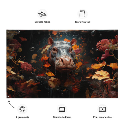 About my Brain Institute Wall Art Hippopotamus Spirit Animal Flag Wall Art