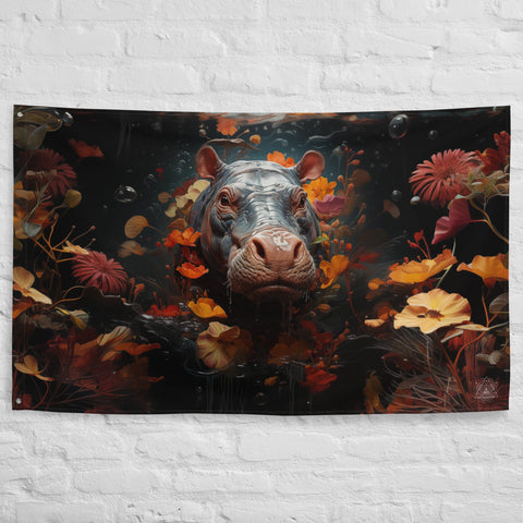 About my Brain Institute Wall Art Hippopotamus Spirit Animal Flag Wall Art