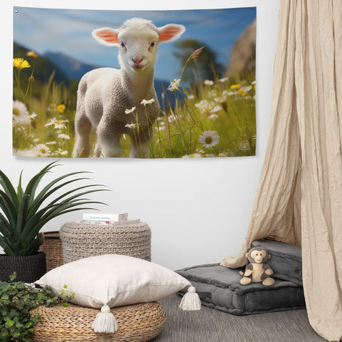 About my Brain Institute Wall Art Lamb Spirit Animal Flag Wall Art