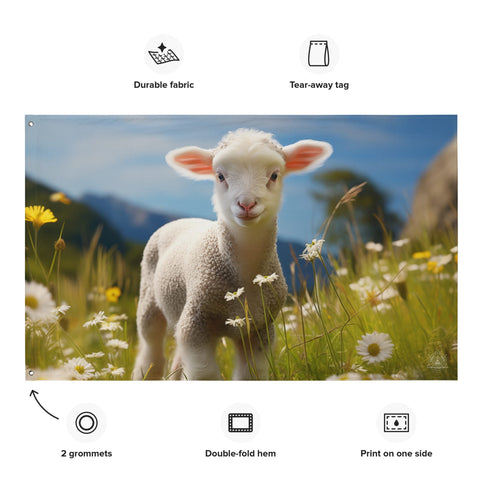 About my Brain Institute Wall Art Lamb Spirit Animal Flag Wall Art