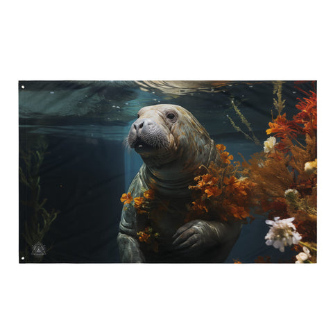 About my Brain Institute Wall Art Manatee Spirit Animal Flag Wall Art