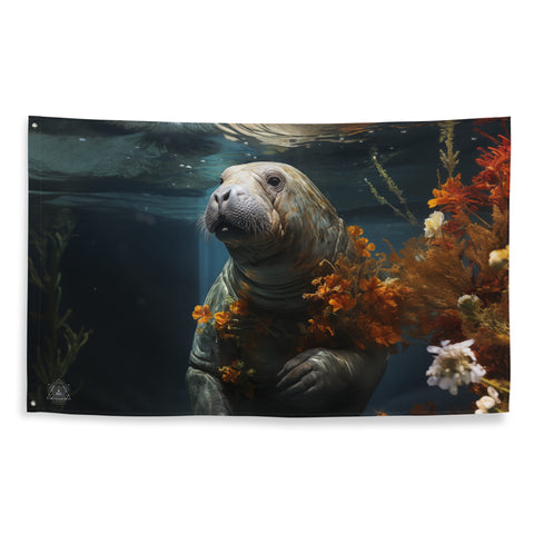 About my Brain Institute Wall Art Manatee Spirit Animal Flag Wall Art
