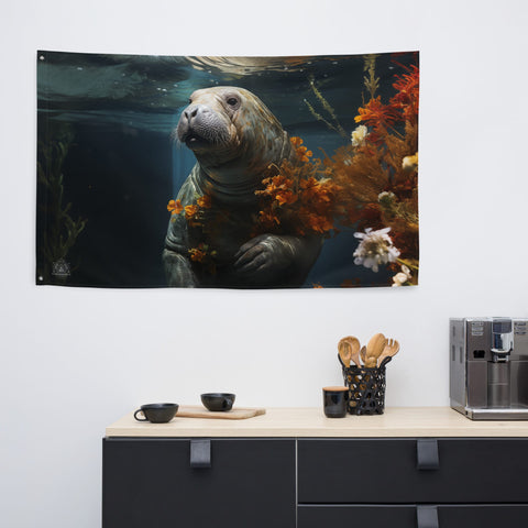 About my Brain Institute Wall Art Manatee Spirit Animal Flag Wall Art