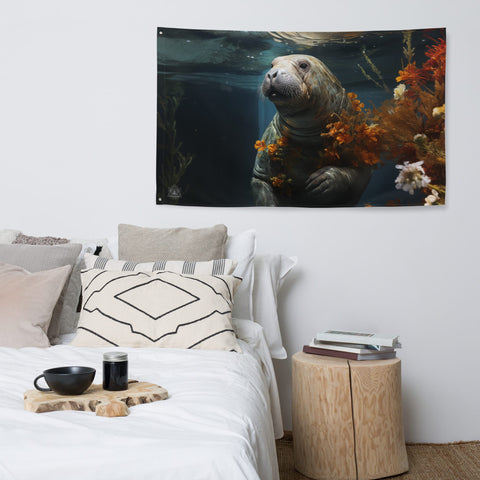 About my Brain Institute Wall Art Manatee Spirit Animal Flag Wall Art