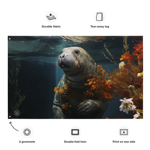 About my Brain Institute Wall Art Manatee Spirit Animal Flag Wall Art