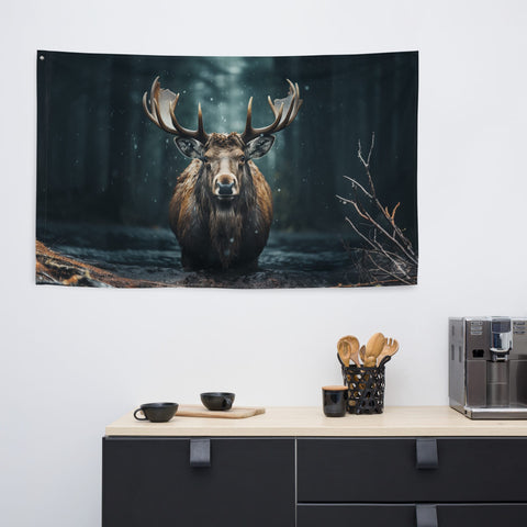 About my Brain Institute Wall Art Moose Spirit Animal Flag Wall Art