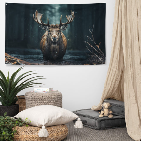About my Brain Institute Wall Art Moose Spirit Animal Flag Wall Art
