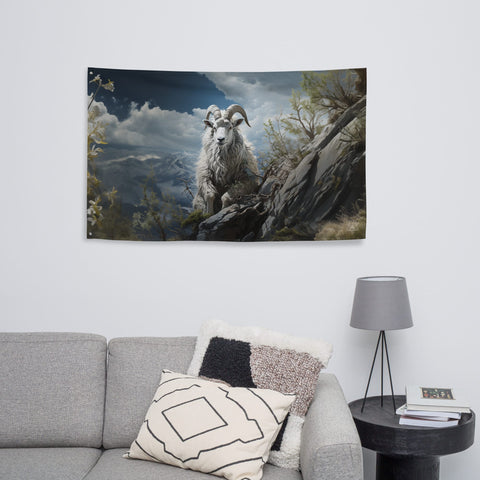 About my Brain Institute Wall Art Mountain Goat Spirit Animal Flag Wall Art