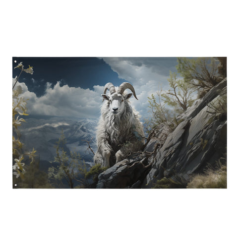About my Brain Institute Wall Art Mountain Goat Spirit Animal Flag Wall Art