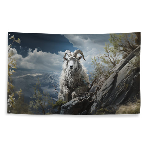 About my Brain Institute Wall Art Mountain Goat Spirit Animal Flag Wall Art